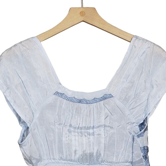 Free People Womens XS Sahara Embroidered Crop Top Blue NEW - Picture 5 of 14